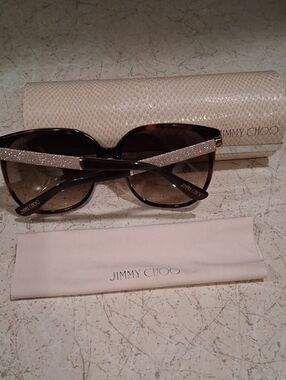 Jimmy Choo Brown Gradient Sunglasses with Silver Glitter Arms